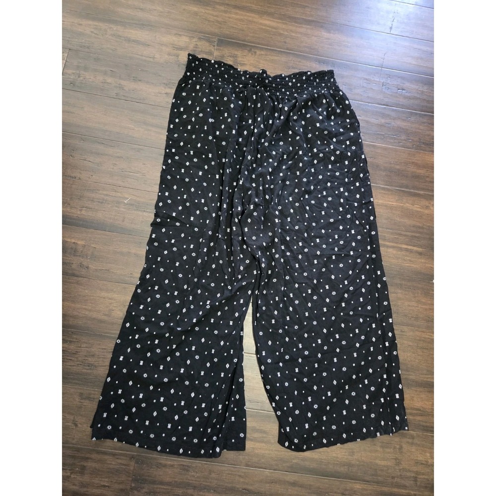 Torrid Challis Pull On Wide Leg Pants Plus Size 5 Tall High Rise Black White - Picture 3 of 6